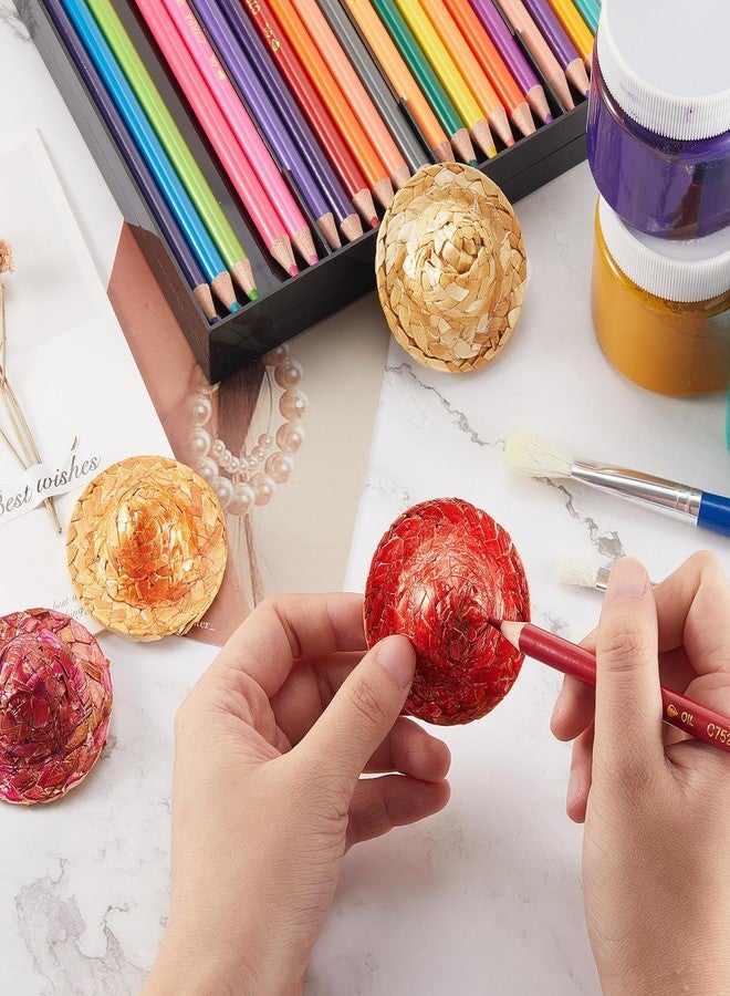 Chalyna 24 Pieces Mini Straw Hats for Puerto Rico Christmas Crafts 2.1 Inch Mini Sombrero Tiny Dollhouse Miniature Straw Hats for Dolls Small Cowboy DIY Decorations Jewelry Accessories(24 Pieces) - Image 5